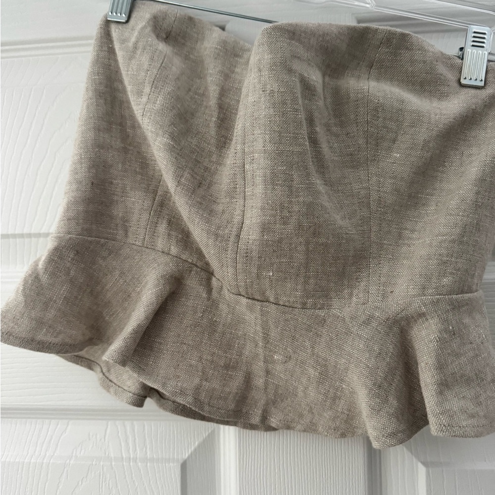 NWT J.Crew Cropped bustier peplum top in heavyweight linen - Picture 3 of 5